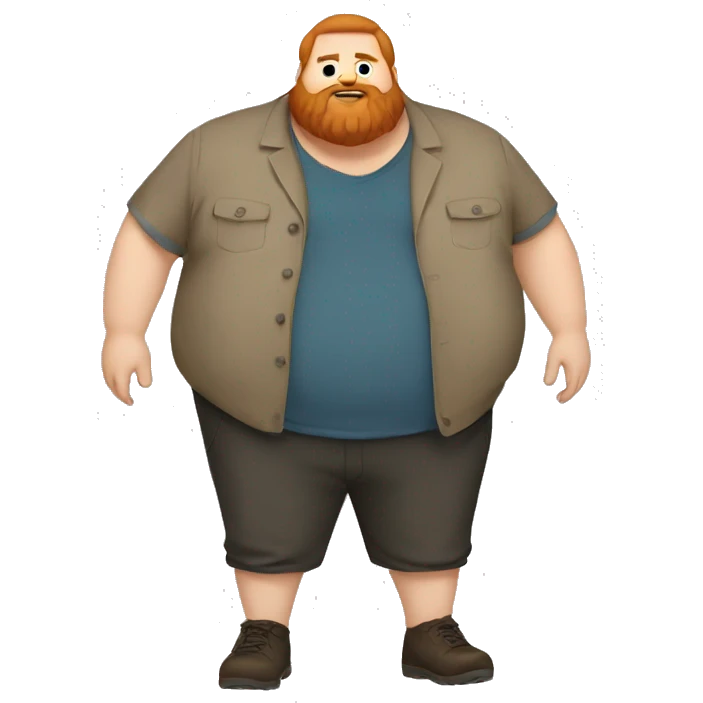 caseoh, man, very fat, 500lbs, red hair, long beard, full body emoji