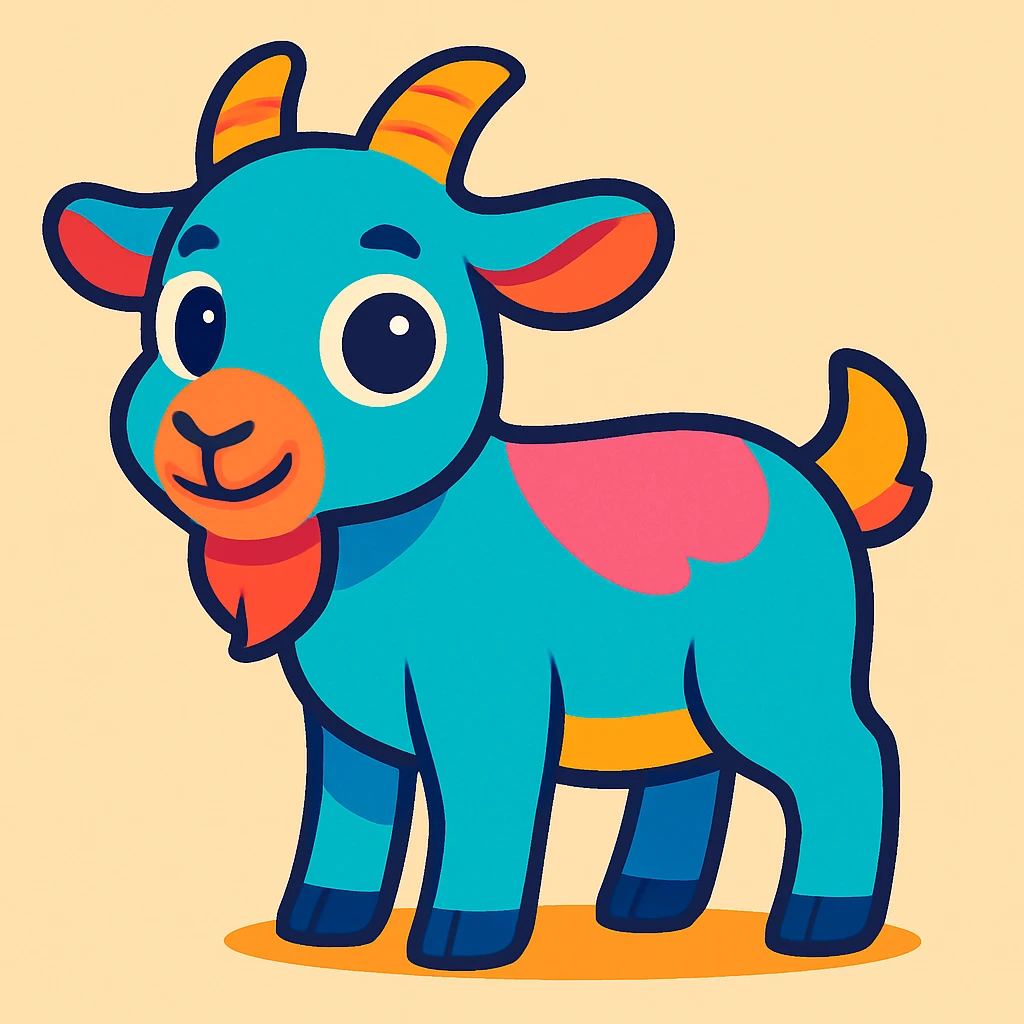 cute cartoon goat, vibrant toon style emoji