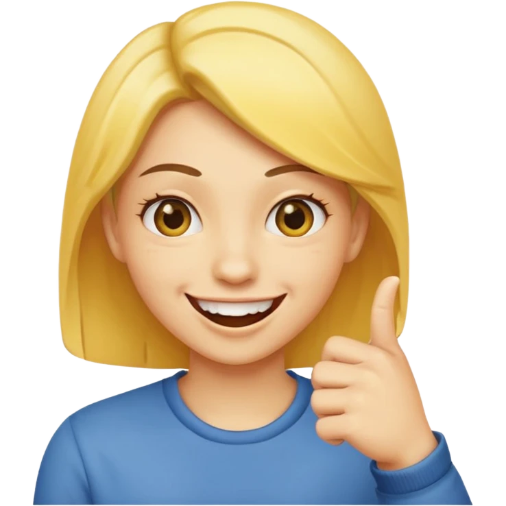 Make it a emoji yellow face (no gender) juste à face like that 😊 with a finger like that 👈 it it’s mouth like the emoji is biting it in a fliry way emoji