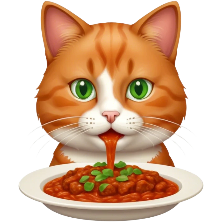 Cat eating bolognaise  emoji