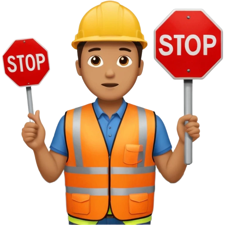 a man with cardboard in hands stopping cars emoji