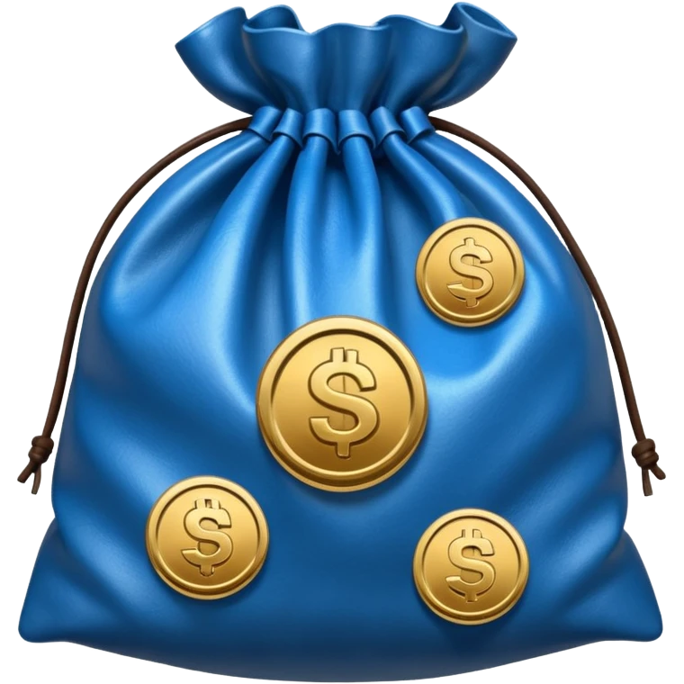 blue coins inside a money bag  emoji