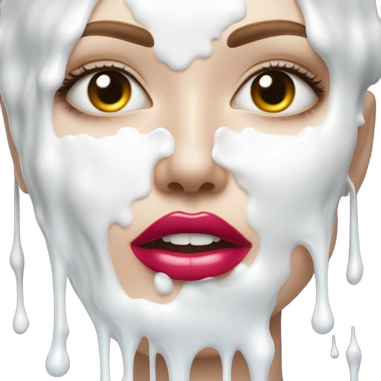 Lipstick Face covered in milk liquid emoji