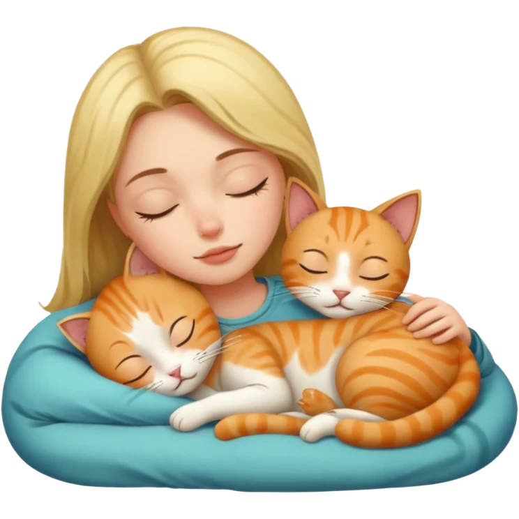 Cat and girl sleeping emoji