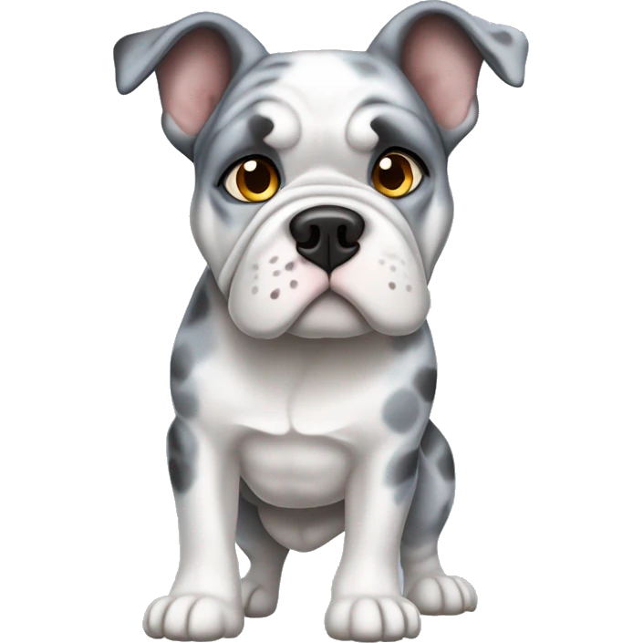 Blue Merle bulldog full body emoji