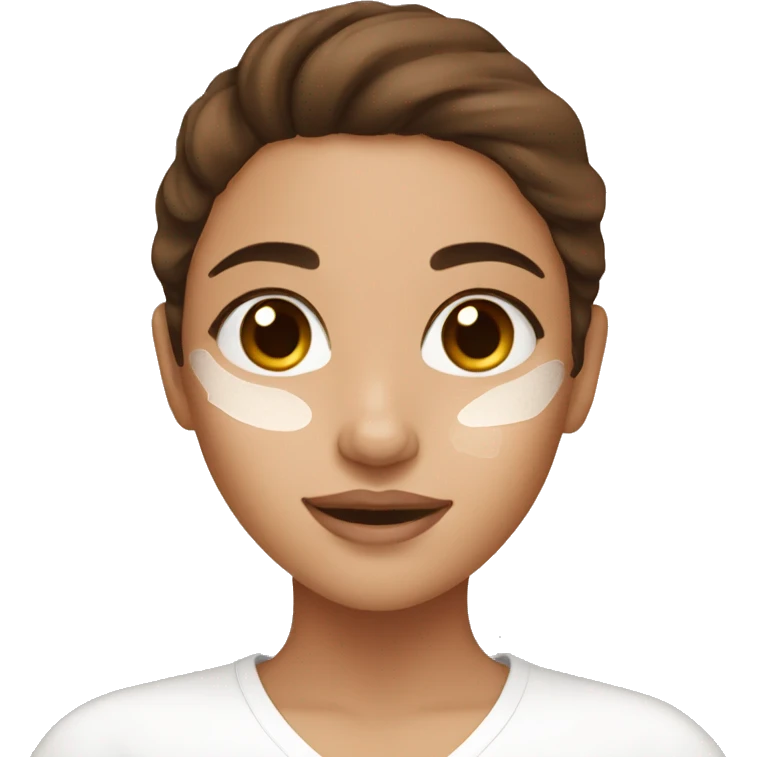 girl with brown hair doing skincare emoji