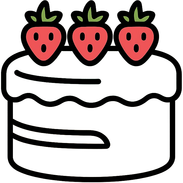 white cake with strawberries on top emoji