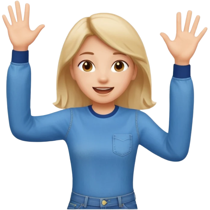 A Girl jumping up and down excited and waving emoji