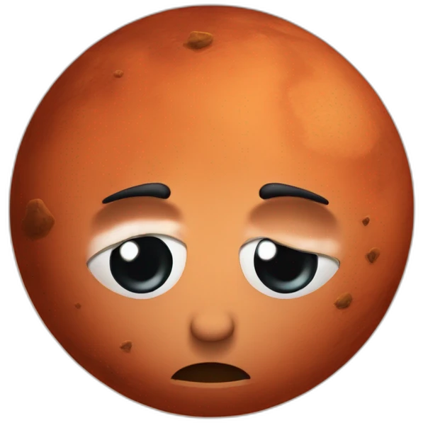 the planet mars with frowning eyebrows emoji