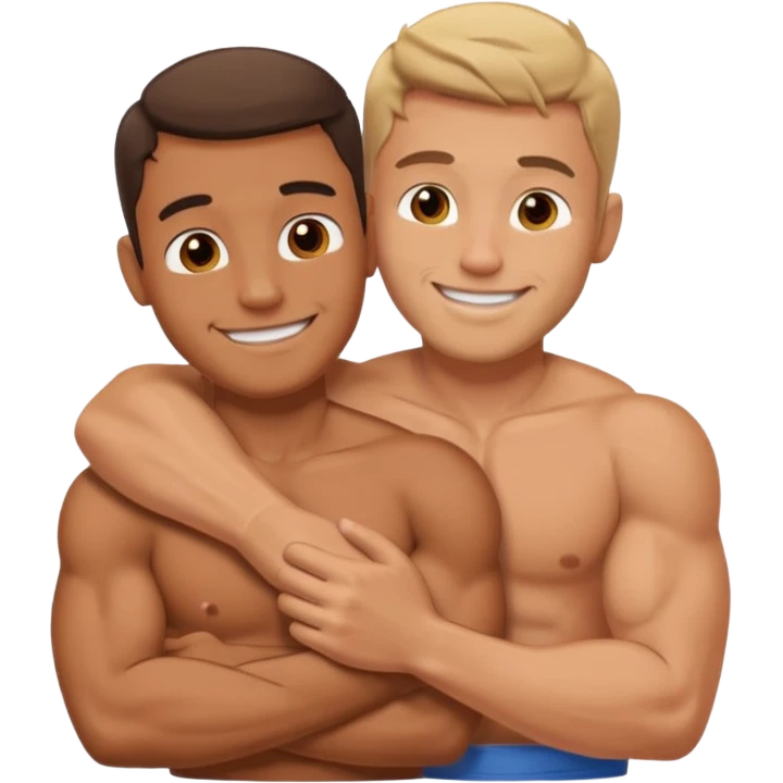 two guys naked and hugging  emoji