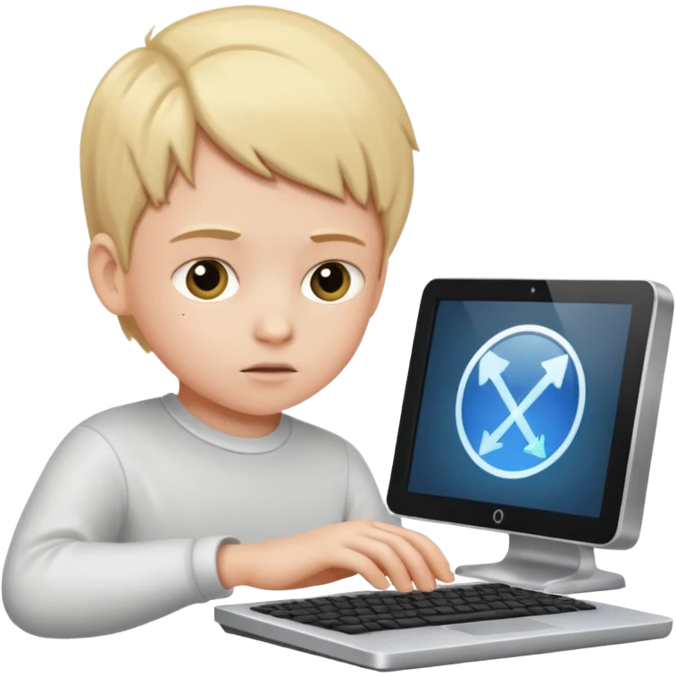 a white child programs on a computer emoji
