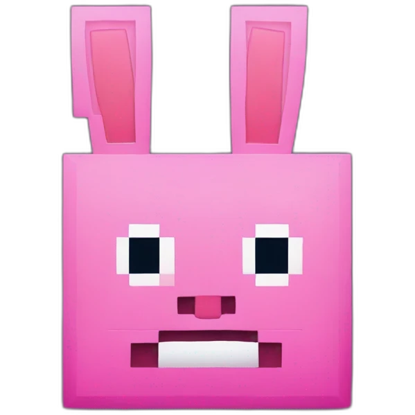 Evil square pixelated pink rabbit emoji
