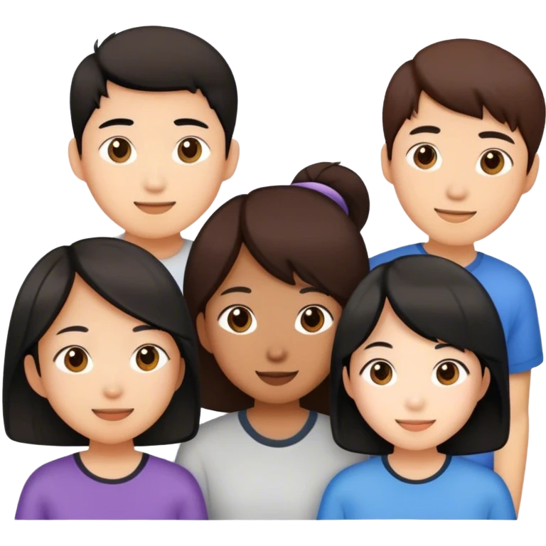five asian students chatting emoji