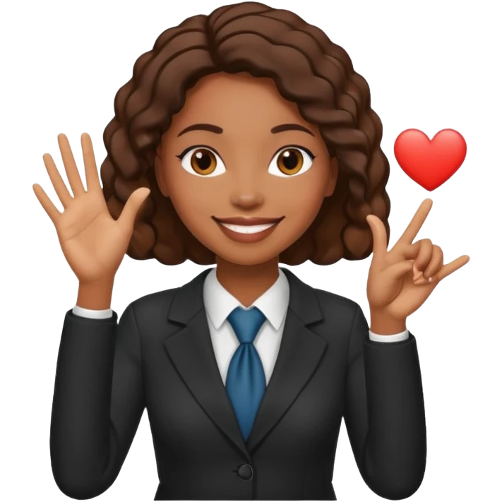 Black woman lawyer making hand hearts emoji