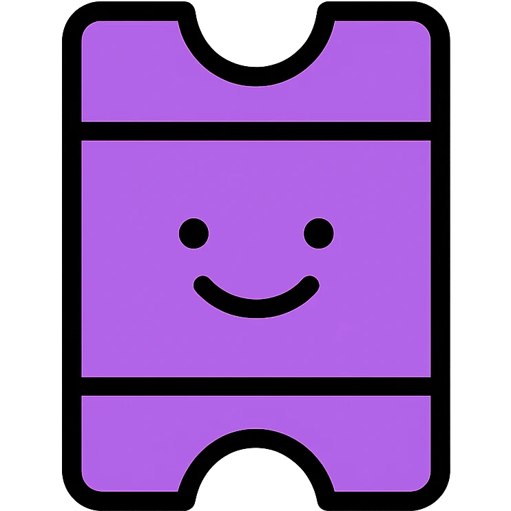 smiling ticket icon, violet color emoji