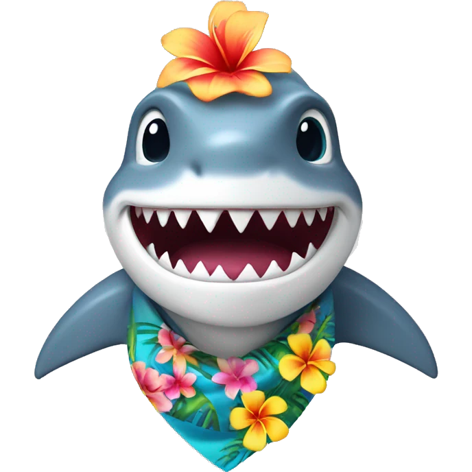 shark wearing Hawaiin flower necklace emoji