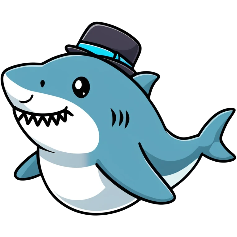 Shark with a top hat emoji