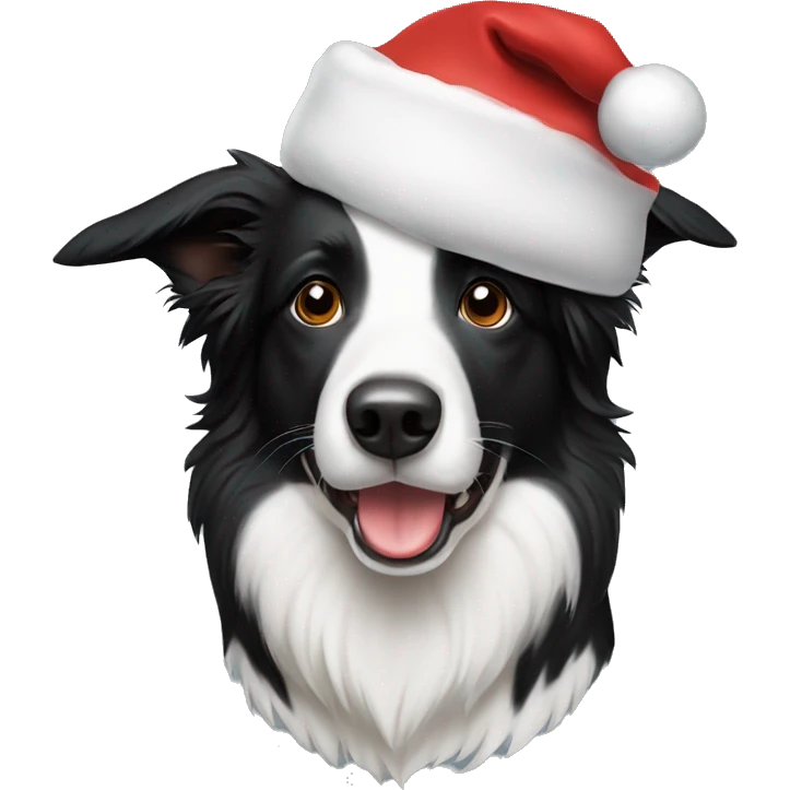 Border collie with Santa hat  emoji