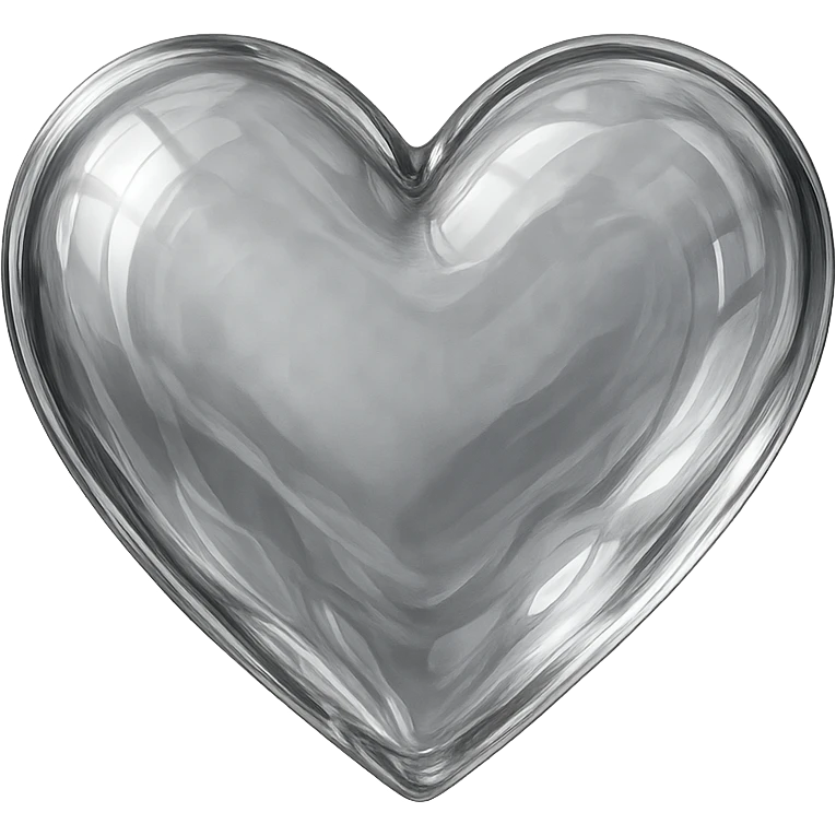 heart with a transparent glass look, digital illustration, no background emoji