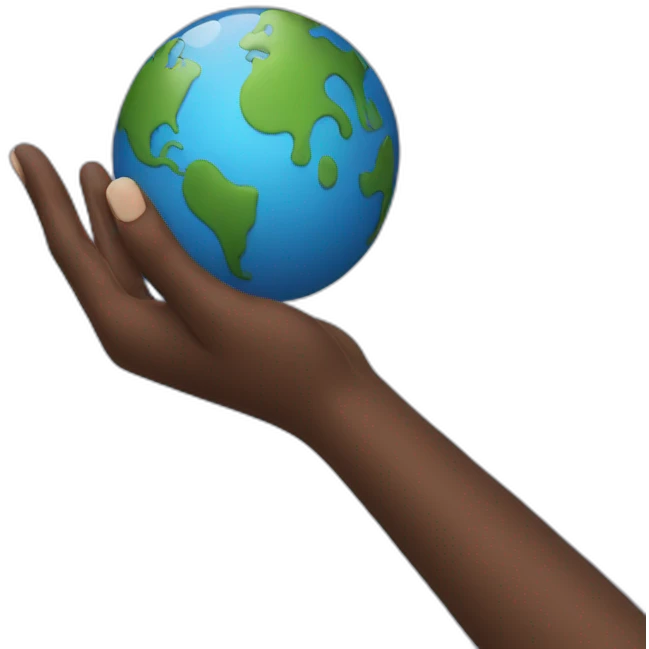 hand holding the earth emoji