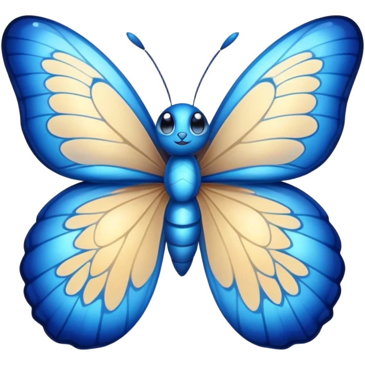 Cinematic Realistic Cute Blue Butterfly Portrait Emoji, Head tilted playfully and inquisitively, featuring beautifully patterned sapphire wings with intricate venation and a charming, petite body with round, sparkling eyes full of gentle curiosity, rendered with lifelike detail and warm natural highlights, high shine, affectionate and spirited, styled with a touch of whimsical garden magic, soft glowing outline, capturing the essence of a mischievous yet lovable blue butterfly that seems ready to flutter playfully into your arms! emoji