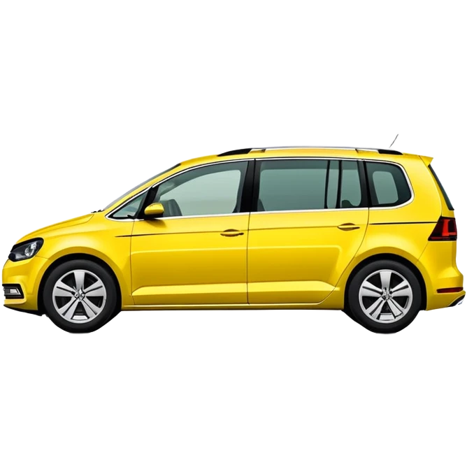 Yellow VW Touran family car from side view emoji