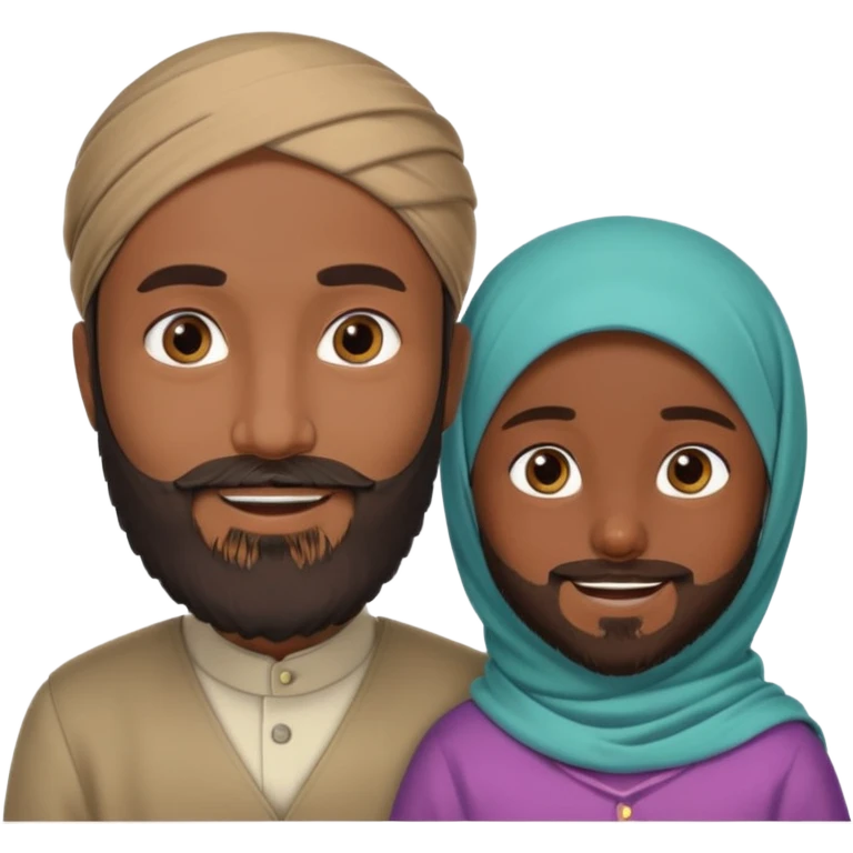 Make a Muslim man with a 6 year old girl wearing a hijab emoji