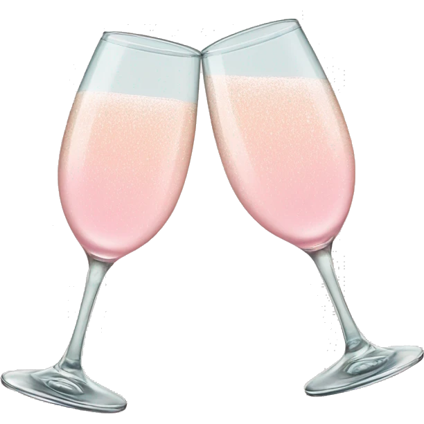 glasses of pastel pink champagne are smashing against each other emoji