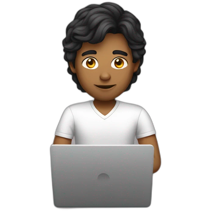 male Programmer with black hairworking on laptop emoji