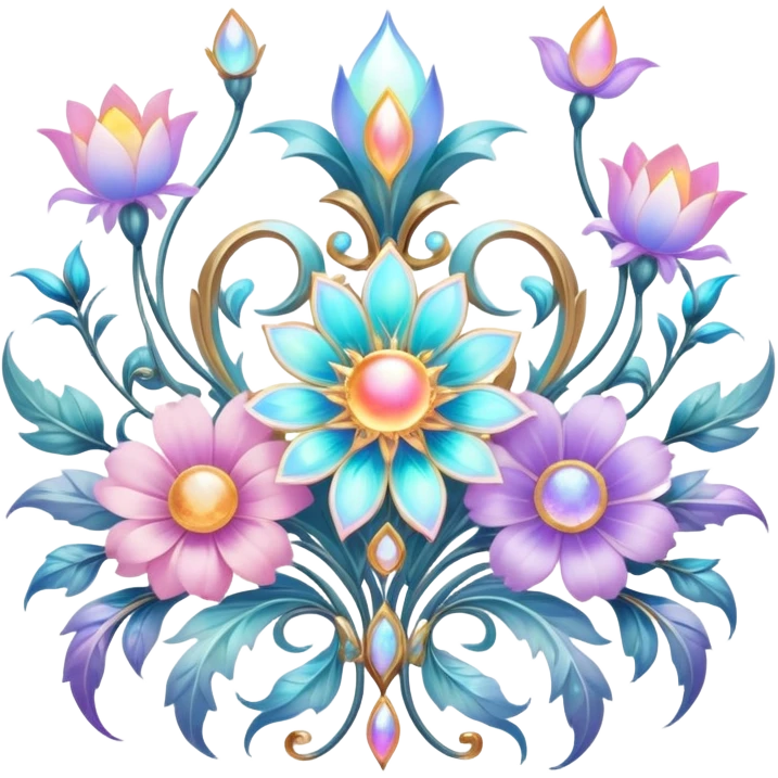 Epic divine legendary celestial flowery complex detailed iridescent aesthetic-scenery-Decorations emoji