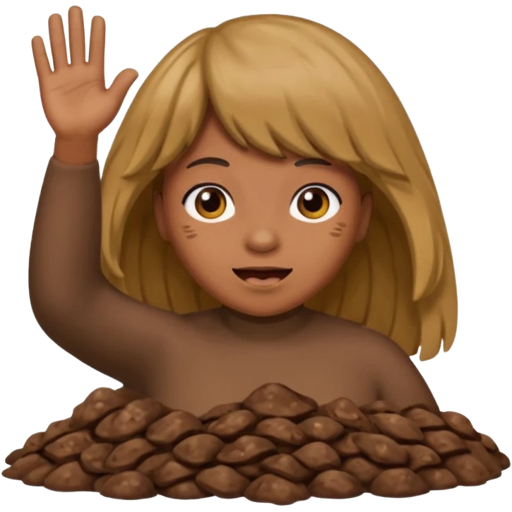 poop wearing a wig and waving hi while pooping emoji