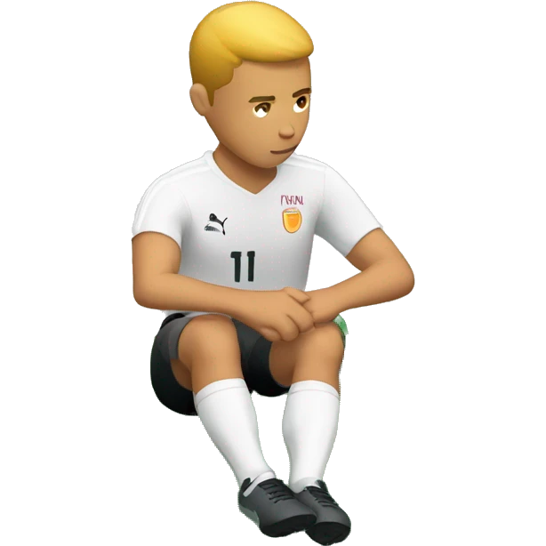 soccer player sitting down holding his knee- isometric view emoji