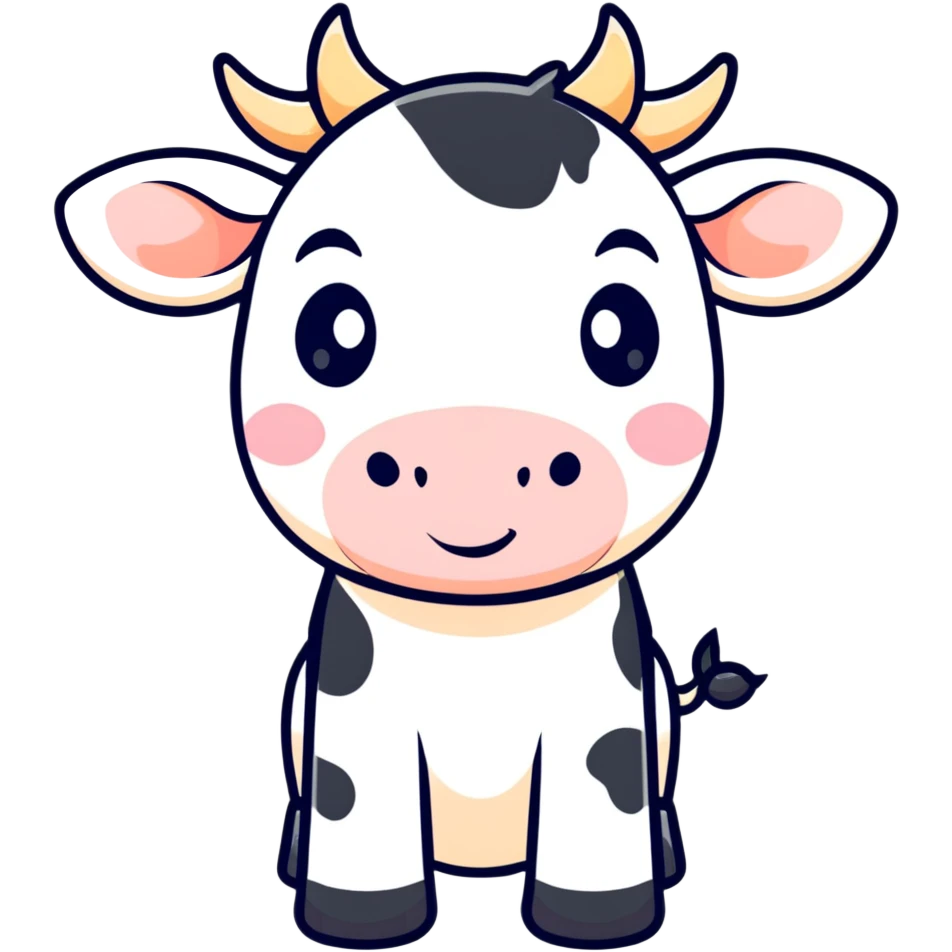 White cow with adorable expression, cute face that makes you say awww emoji
