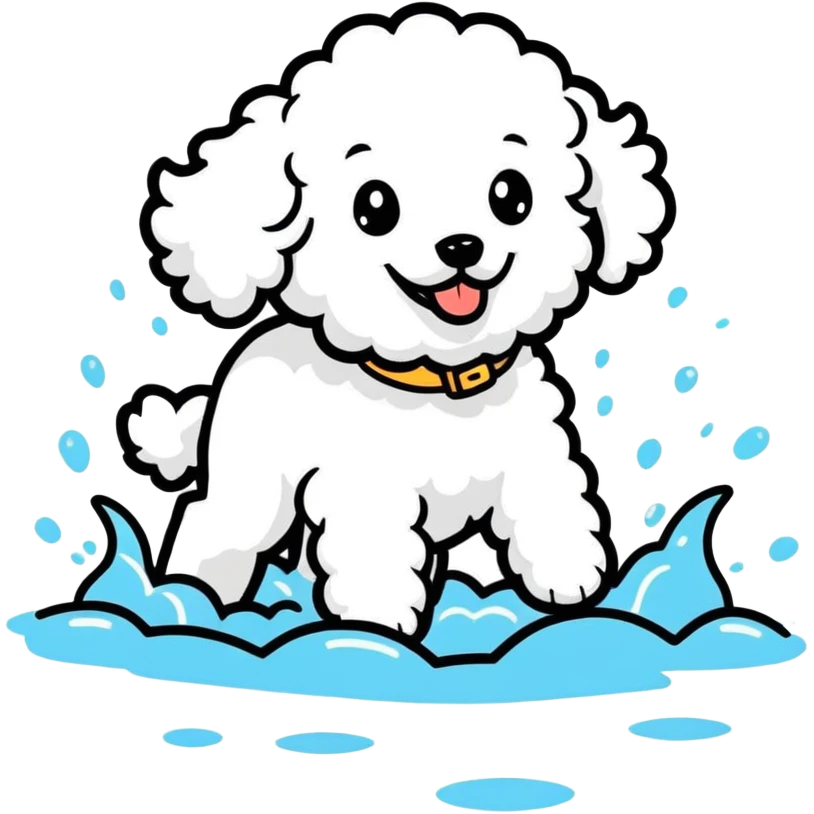 Mini poodle splashing emoji
