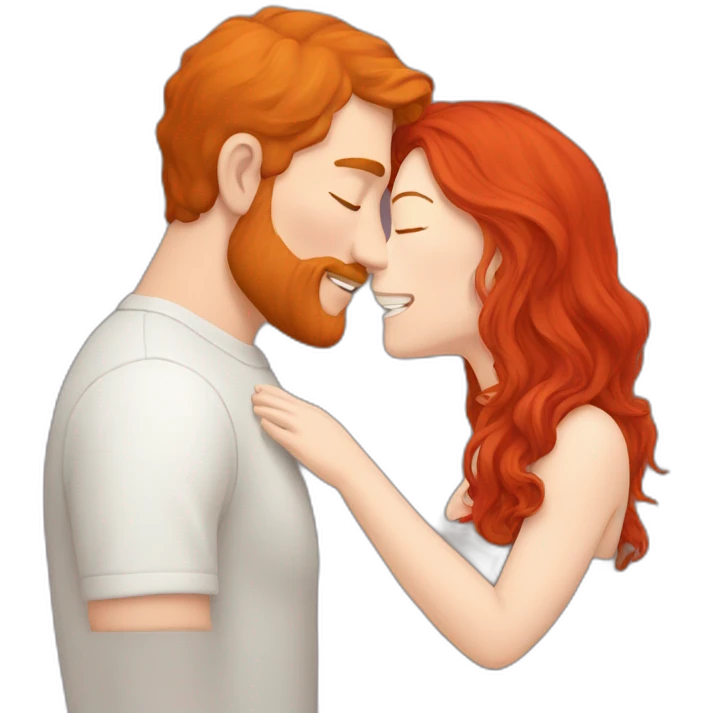 A man with red hair kisses a red-haired man emoji