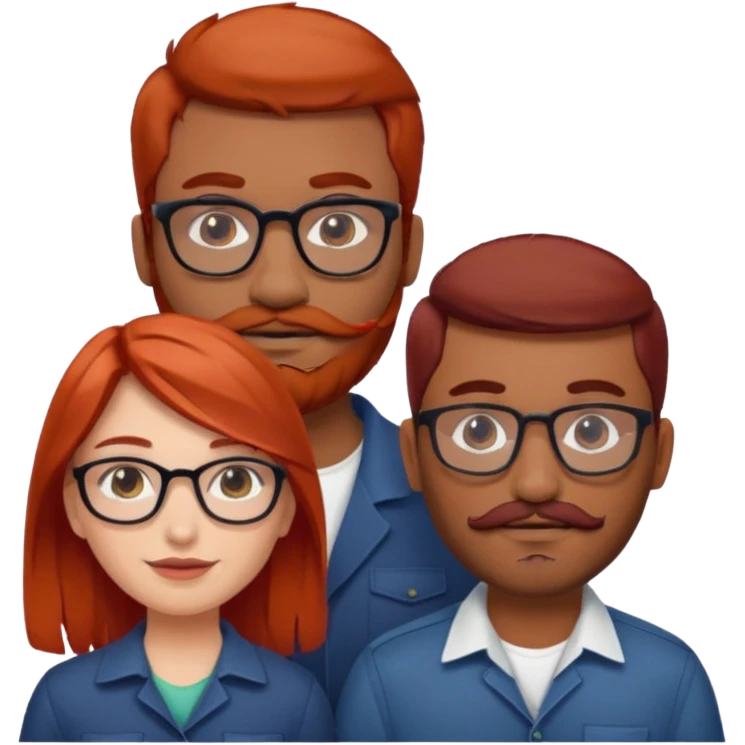 White red hair girl and brown indian guy with moustache and beard with glasses couples emoji