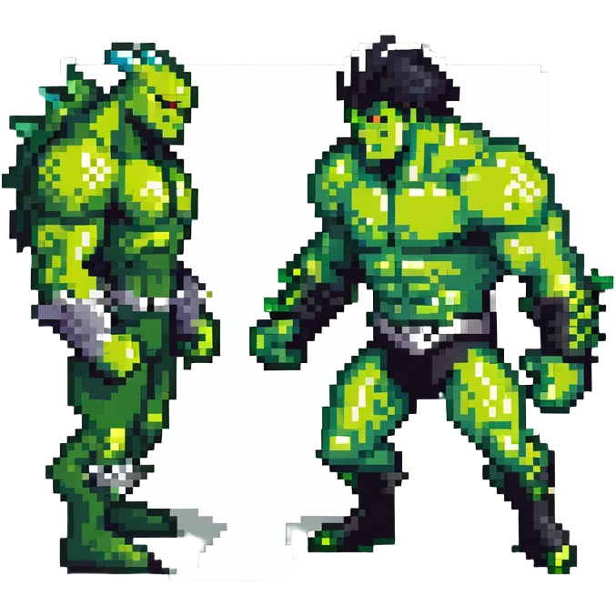 Hulk battling Abomination, muscular green hero versus spiky monster emoji