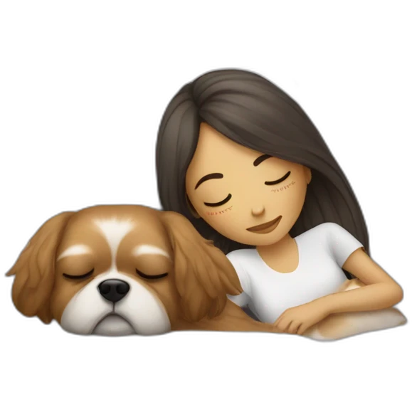 Human girl and shih dog sleeping on couch emoji