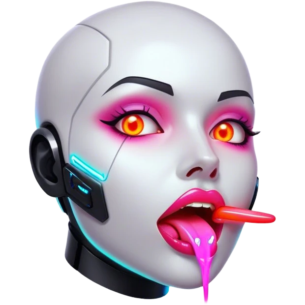 cyberpunk style neon shows tongue emoji
