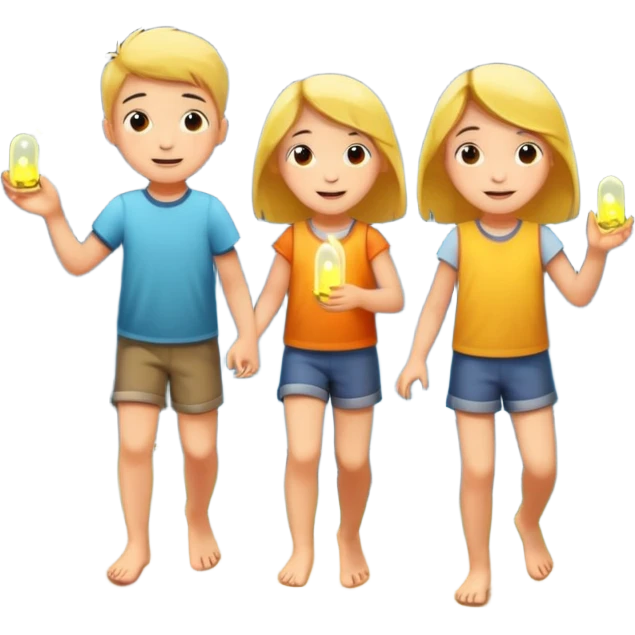Children catching fireflies  emoji