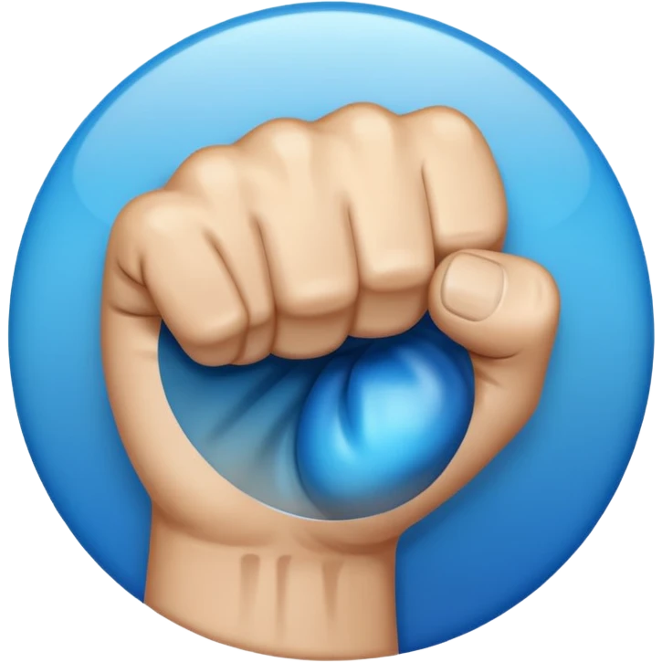 Give me a punching emoji with a blue gradient and transparency, No face, just a fist emoji