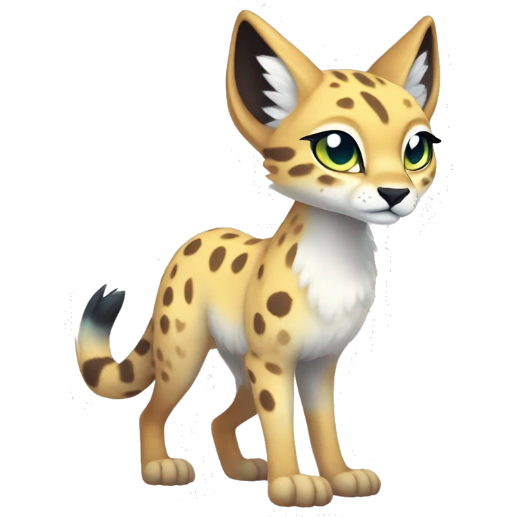 Cute Kawaii Epic Ethereal Sparkly Colorful Sergal-Serval-Caracal-Vernid full body emoji