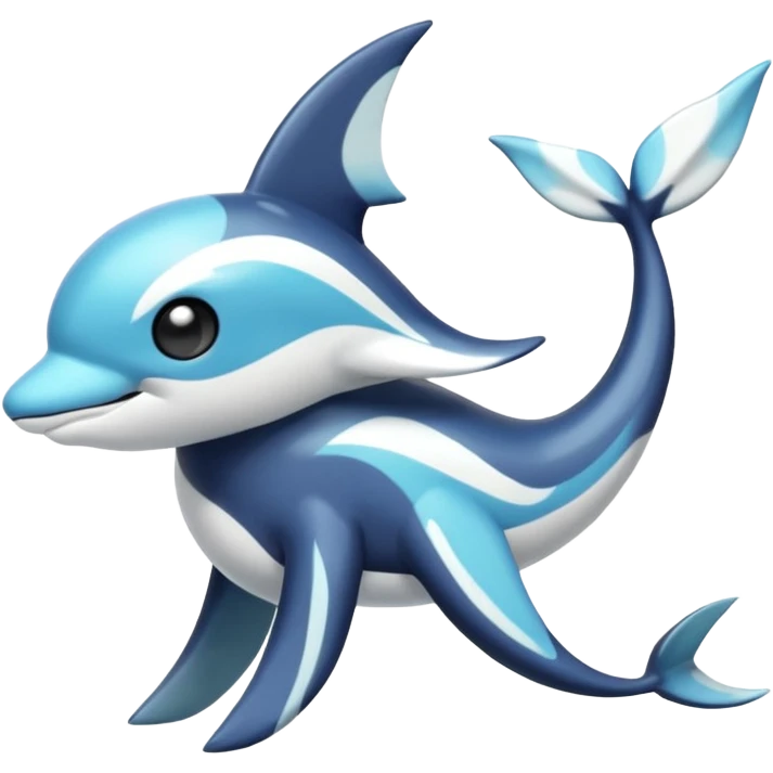 Black and white smooth glossy soft hot Meloetta-Dialga-Orca-Primarina-Vaporeon-Pokémon-Fakémon-fusion-hybrid-creature (full body), 4-legged,  emoji