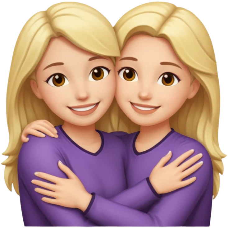 Two females hugging for comfort emoji