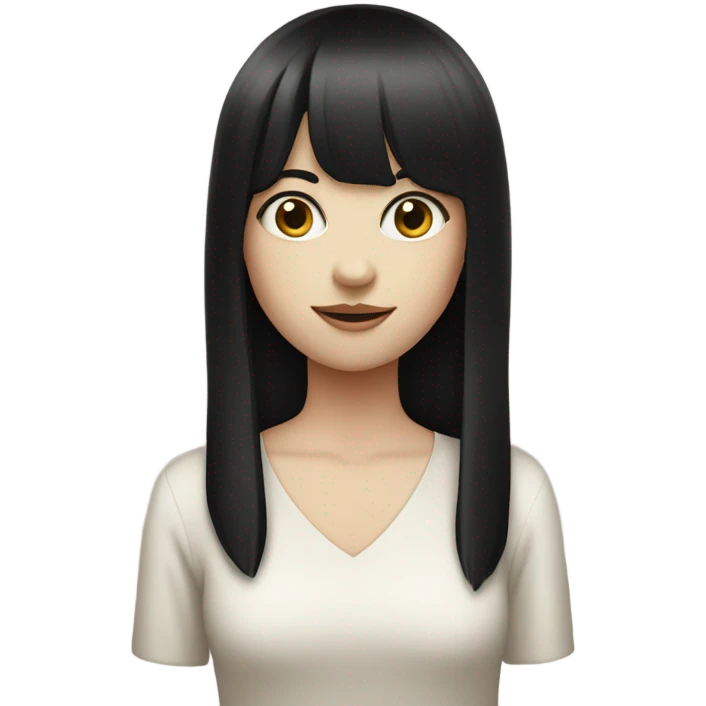 Pale girl with long black hair and bangs emoji