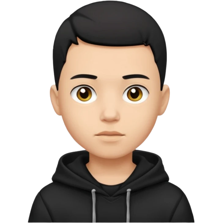 A boy with a black hoodie. Black hair. Haircut buzzcut. emoji