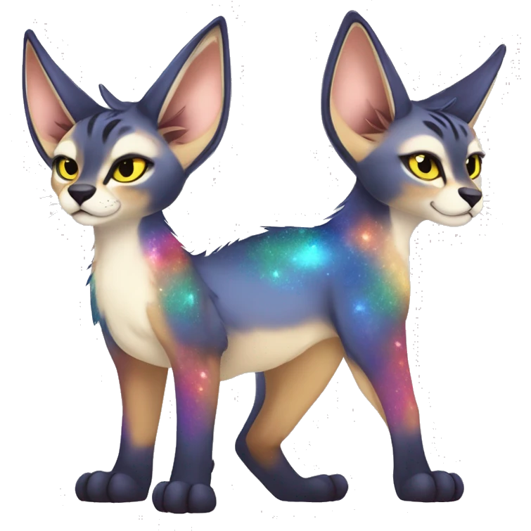 Cute Kawaii Edgy Epic Ethereal Sparkly Colorful Sergal-Serval-Caracal-Vernid full body emoji