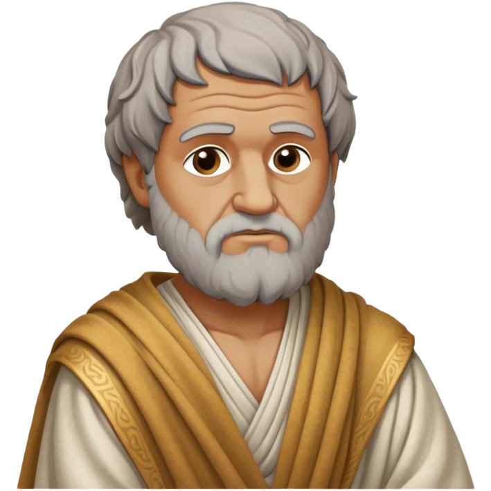 Cinematic Realistic portrait of Aristotle the philosopher, depicted as a wise, contemplative figure in detailed ancient Greek attire, with a textured draped robe and thoughtful expression, bathed in soft classical lighting that highlights his timeless intellect. emoji