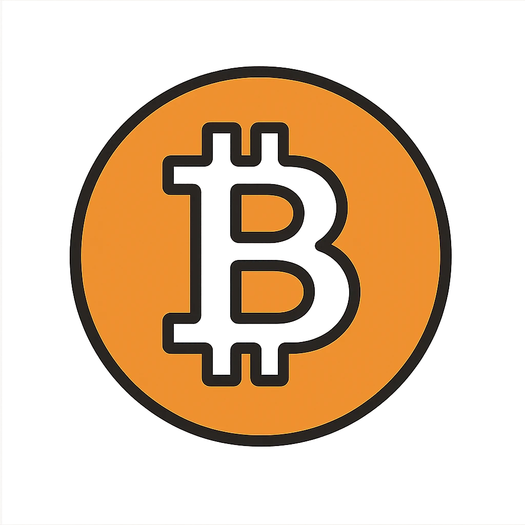 bitcoin symbol, flat icon style, orange and white, minimalistic emoji