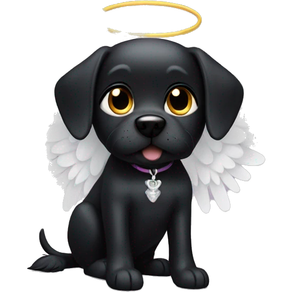 black dog with angel wings  emoji